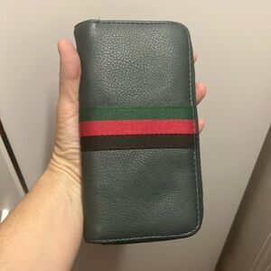 Wallet Forest Green With Green, Red, Black Stripe
